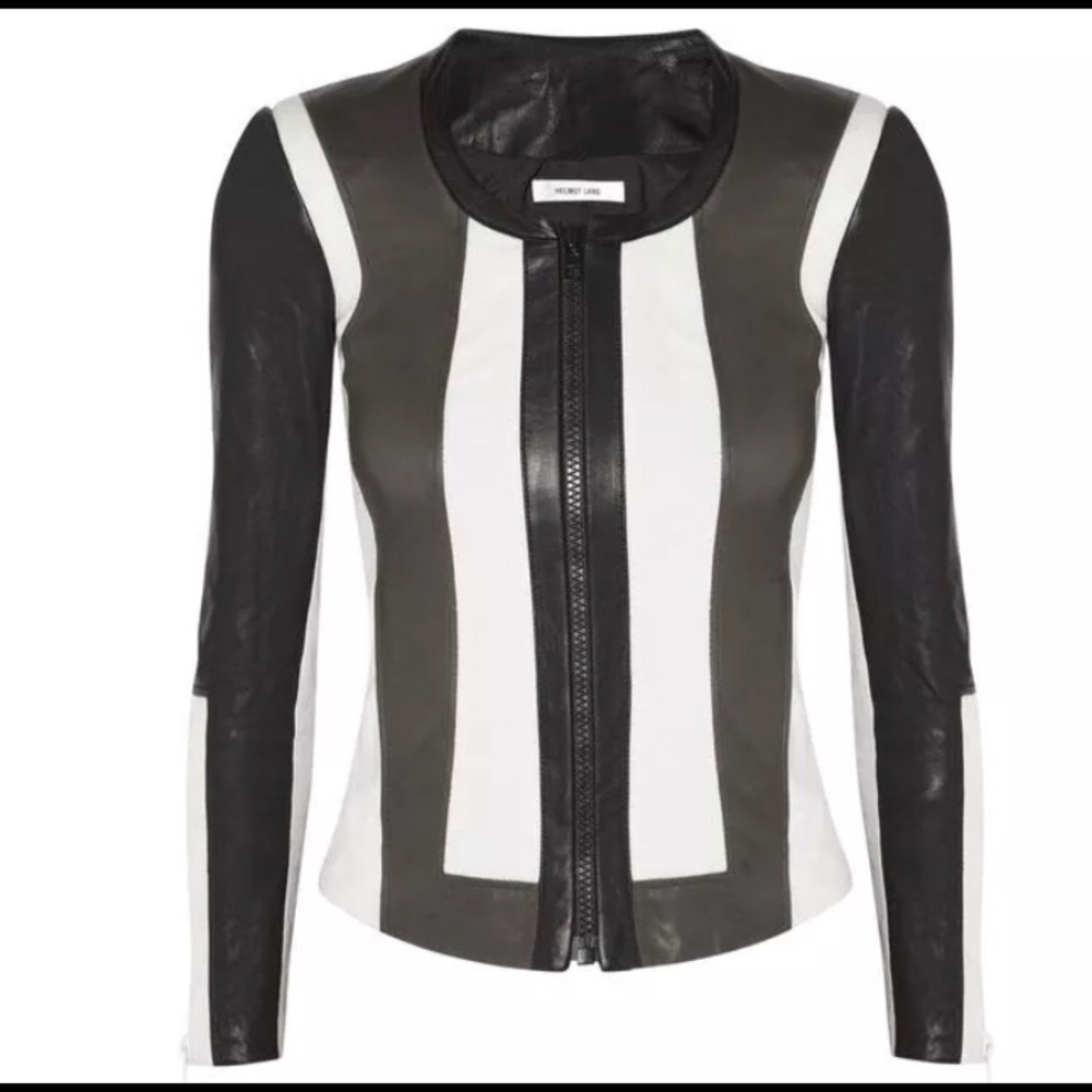Helmut Lang Leather Stretch Canvas Jacket P $1255